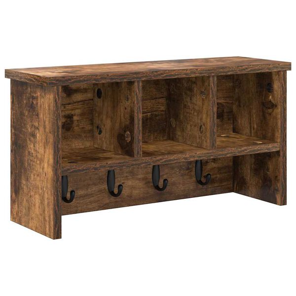 vidaXL Seinale kinnitatav riidepuu Suitsetatud tamm 50 x 16 x 26 cm