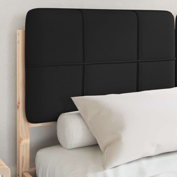 vidaXL Voodiraam Pehme Peatoega peaga Must 140 x 190 cm Tahke m&auml;nd