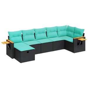 vidaXL 7-osaline aiadiivani komplekt patjadega, must, pol&uuml;rotang