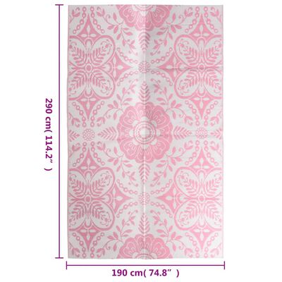 vidaXL õuevaip, roosa, 190 x 290 cm, PP