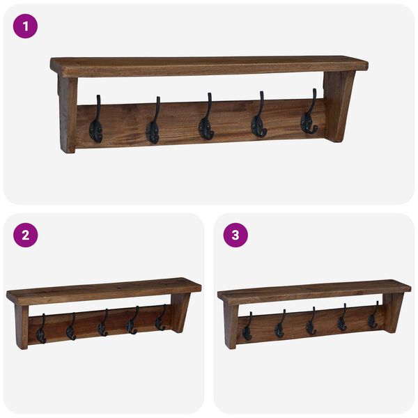 vidaXL Hanger Pruun 50 x 10 x 14 cm Tugev Mahagoni Puit