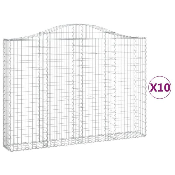 vidaXL kaarekujulised gabioonkorvid 10 tk, 200x30x140/160 cm, raud