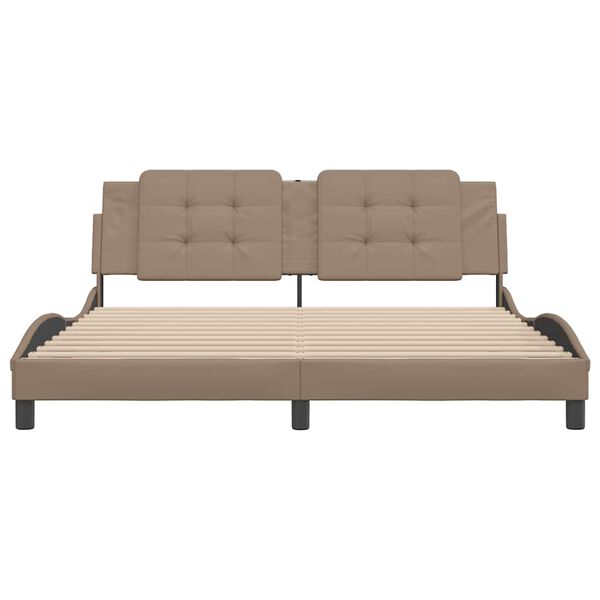 vidaXL voodiraam ilma madratsita Zadar, cappuccino,180x200 cm, kunstnahk