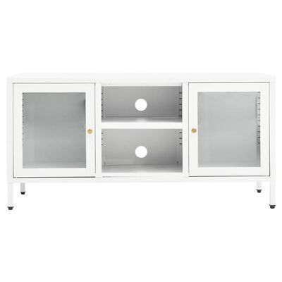 vidaXL telerialus, valge, 105 x 35 x 52 cm, teras ja klaas