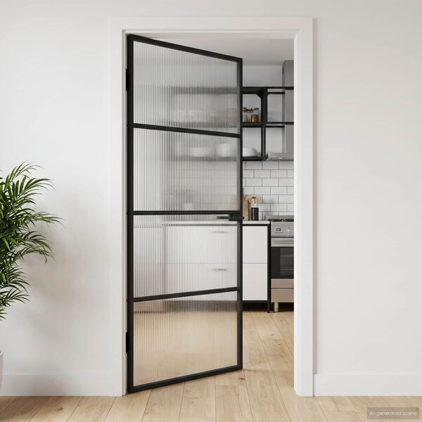 vidaXL Kodu uks 102 x 201,5 x 3,5 cm Alumiinium ja T&ouml;&ouml;deldud Klaas