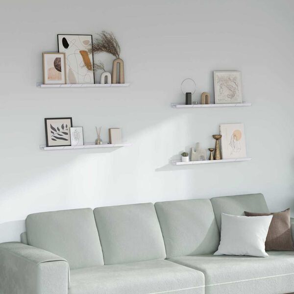 vidaXL Seinariiul riiuliga 4 pcs Valge Marmor 80 x 9 x 3 cm Tehispuit