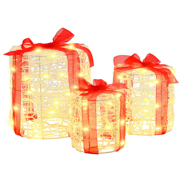 vidaXL Kingituse Karbi Dekoreerimine 3 pcs Soe valge 20 x 20 x 21 cm