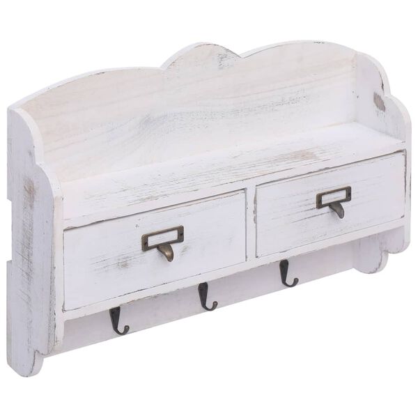 vidaXL seinale kinnitatav riidenagi, valge, 50 x 10 x 34 cm, puidust