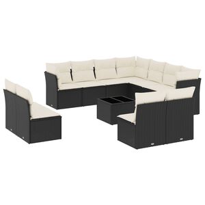 vidaXL 12-osaline aiadiivani komplekt patjadega, must, pol&uuml;rotang