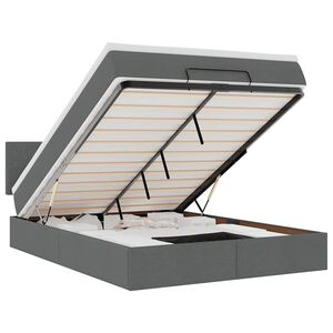 vidaXL ottomani voodi madratsita ja LED, tumehall, 140x200 cm, kangas