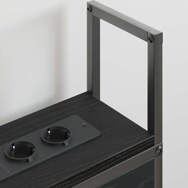 vidaXL S&auml;ilitusega peatoed laadimisjaamaga Must tamm 153 x 15 x 98 cm