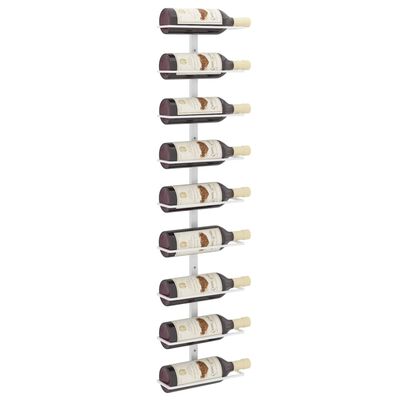 vidaXL seinale kinnitatav veiniriiul 9 pudelile, valge raud