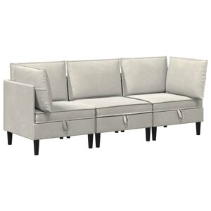 vidaXL Elutoa m&ouml;&ouml;bliseade padjaga ladustamisega 3 pcs Kreemjas Samet