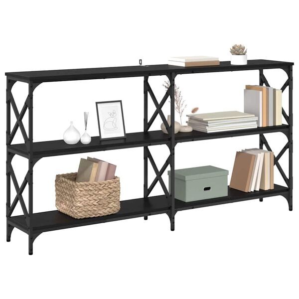 vidaXL Konsoollaud Must tamm 156 x 28 x 80,5 cm Tehispuit