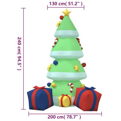 vidaXL täispuhutav jõulupuu LEDidega 240 cm