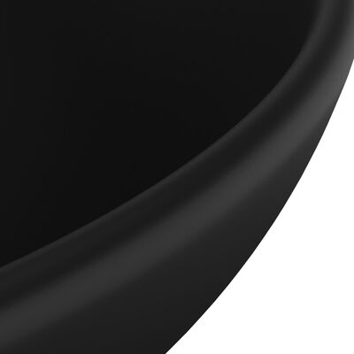 vidaXL luksuslik valamu ümar, matt must, 32,5 x 14 cm, keraamiline