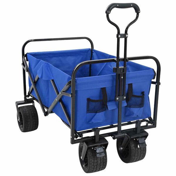 vidaXL Kokkuvolditav K&auml;si Trolley Sinine 89 x 63 x 96 cm