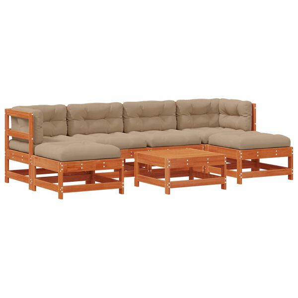 vidaXL Aia lounge komplekt 7 pcs Vahapunane Tahke m&auml;nd