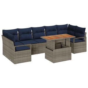 vidaXL Aia Diivanikomplekt padjaga 8 pcs Hall ja Merev&auml;e Sinine