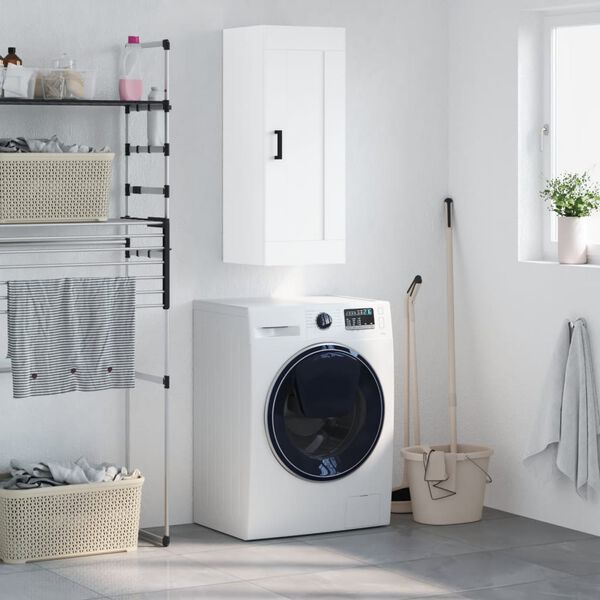 vidaXL seinakapp, valge, 34,5x34x90 cm, tehispuit