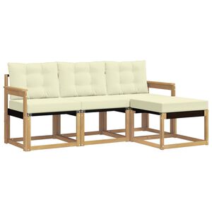 vidaXL V&auml;li diivanikomplekt padjaga 4 pcs Valge ja kreemjas