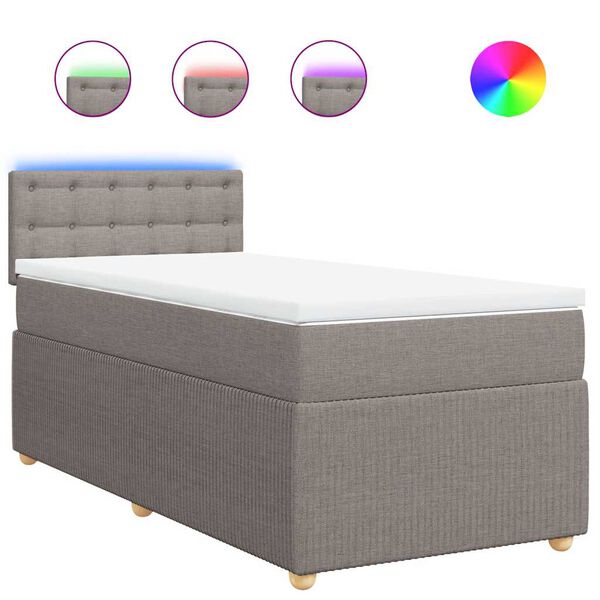 vidaXL kontinentaalvoodi madratsiga, pruunikashall, 90x190 cm, kangas