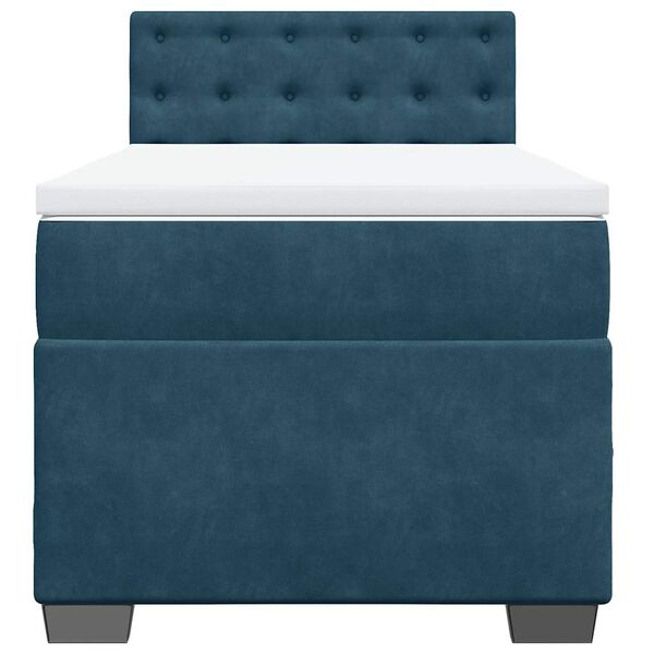 vidaXL kontinentaalvoodi madratsiga, tumesinine, 90x190 cm, samet