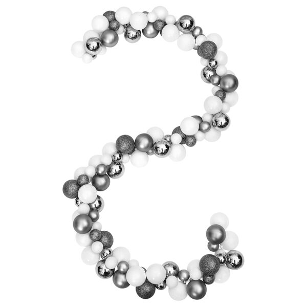 vidaXL jõulukuulidest vanik, valge ja hall, 175 cm, polüstüreen