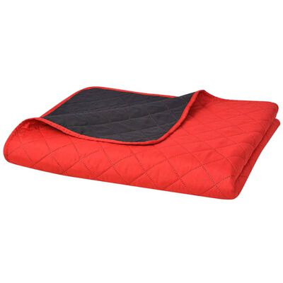 vidaXL kahepoolne tepitud voodikate punane ja must 230 x 260 cm
