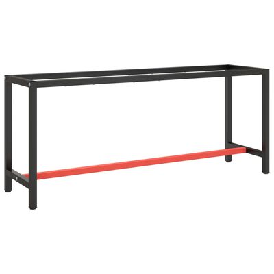 vidaXL tööpingi raam, must ja matt punane, 190x50x79 cm, metall