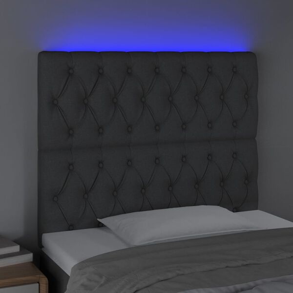 vidaXL LED-voodipeats, tumehall, 100x7x118/128 cm, kangas