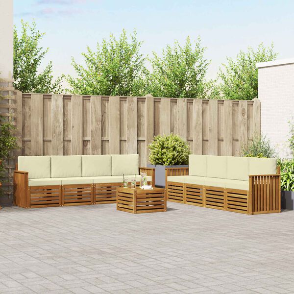 vidaXL Diivanikomplektid 9 pcs Looduslik ja kreem Tugev akatsiapuu