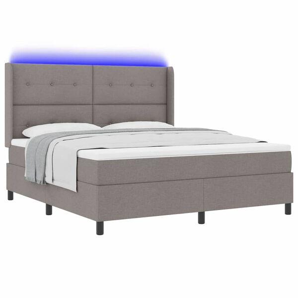 vidaXL LED Box Spring Voodi peaga Pruunikashall 180 x 200 cm kangas