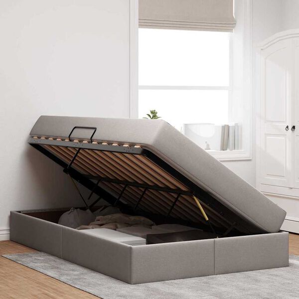 vidaXL Voodi hoiukohaga ja madratsiga Pruunikashall 120 x 200 cm