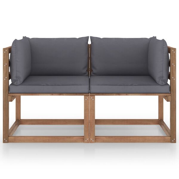 vidaXL 2-osaline kaubaalustest diivan antratsiitpadjad, m&auml;nnipuit