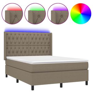 vidaXL kontinentaalvoodi madrats ja LED, pruunikas, 140x190 cm, kangas