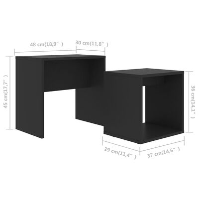 vidaXL kohvilaudade komplekt, must, 48 x 30 x 45 cm puitlaastplaat