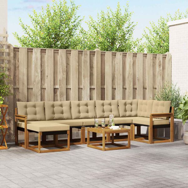 vidaXL V&auml;li diivanikomplekt padjaga 8 pcs Looduslik ja beež