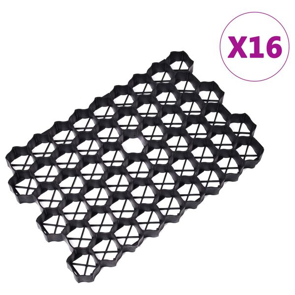vidaXL mururestid 16 tk, must, 60 x 40 x 3 cm, plast