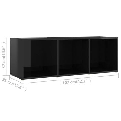 vidaXL telerikapp, kõrgläikega must, 107x35x37 cm, puitlaastplaat