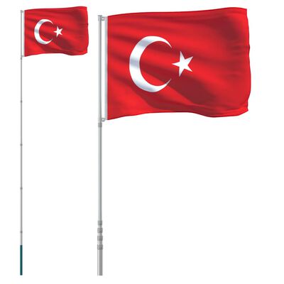 vidaXL Türgi lipp ja lipumast, 5,55 m, alumiinium