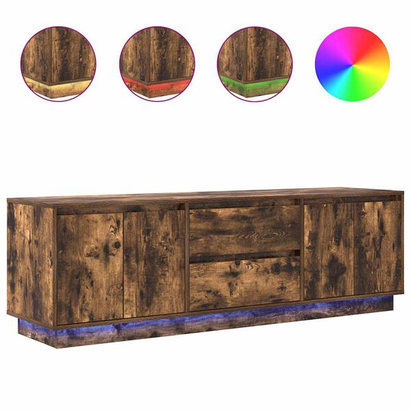 vidaXL LED-tuledega telerikapp, suitsutatud tamm, 160,5x41x50 cm