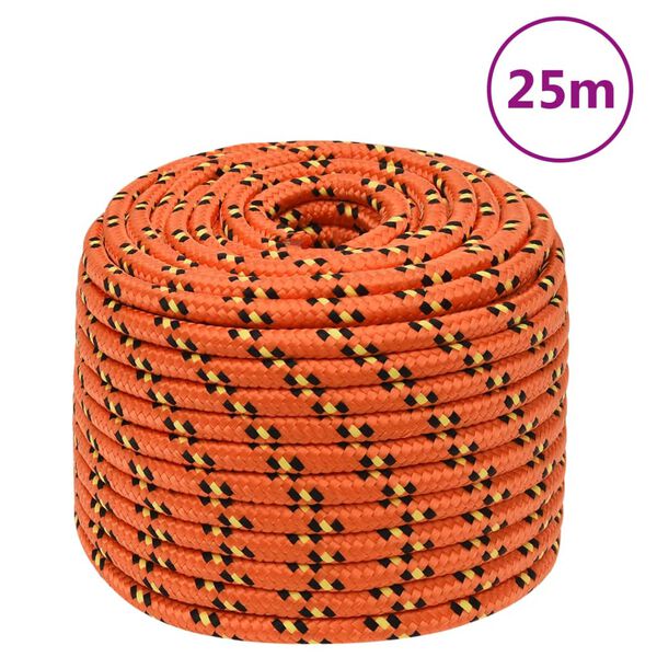 vidaXL paadiköis, oranž, 12 mm, 25 m, polüpropüleen
