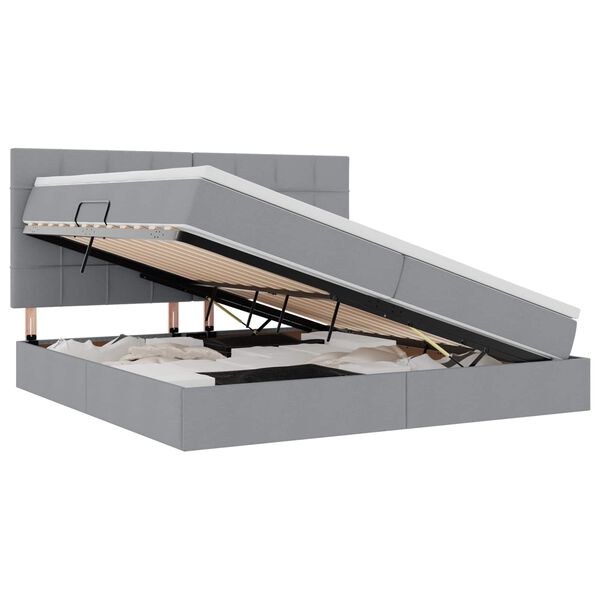 vidaXL LED-valgusega hoiuvoodi LEDiga Helehall 200 x 200 cm Pol&uuml;ester