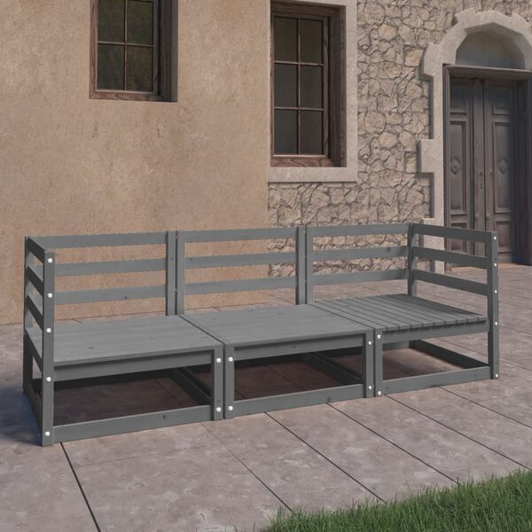 vidaXL 3-osaline aiadiivan, hall, toekas männipuit