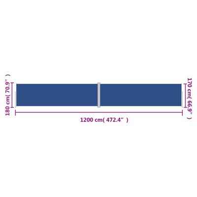 vidaXL lahtitõmmatav külgsein, 180 x 1200 cm, sinine