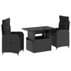 vidaXL &Otilde;ues&ouml;&ouml;gi komplekt padjaga padjaga 3 pcs Must pol&uuml;rotang