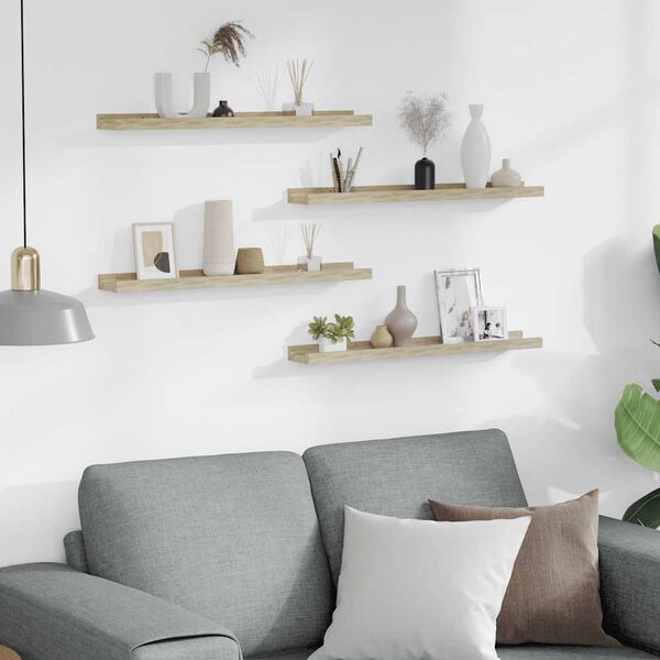 vidaXL seinariiulid, 4 tk, Sonoma tamm, 60x9x3 cm