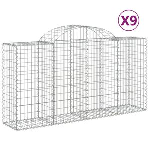 vidaXL kaarekujulised gabioonkorvid 9 tk, 200x50x100/120 cm, raud