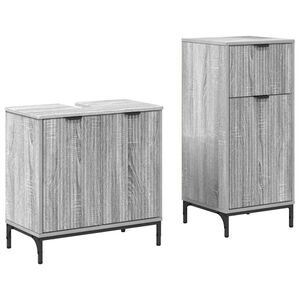 vidaXL Vannitoa m&ouml;&ouml;bleset 2 pcs Hall Sonoma T&ouml;&ouml;deldud puit ja metall